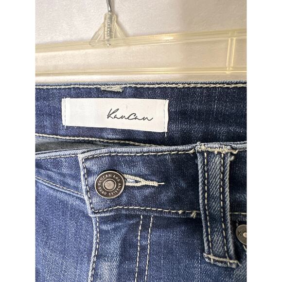 Kancan Jeans High Rise bootcut Medium Dark wash denim Stretch Whiskered Size 27 - Picture 2 of 5